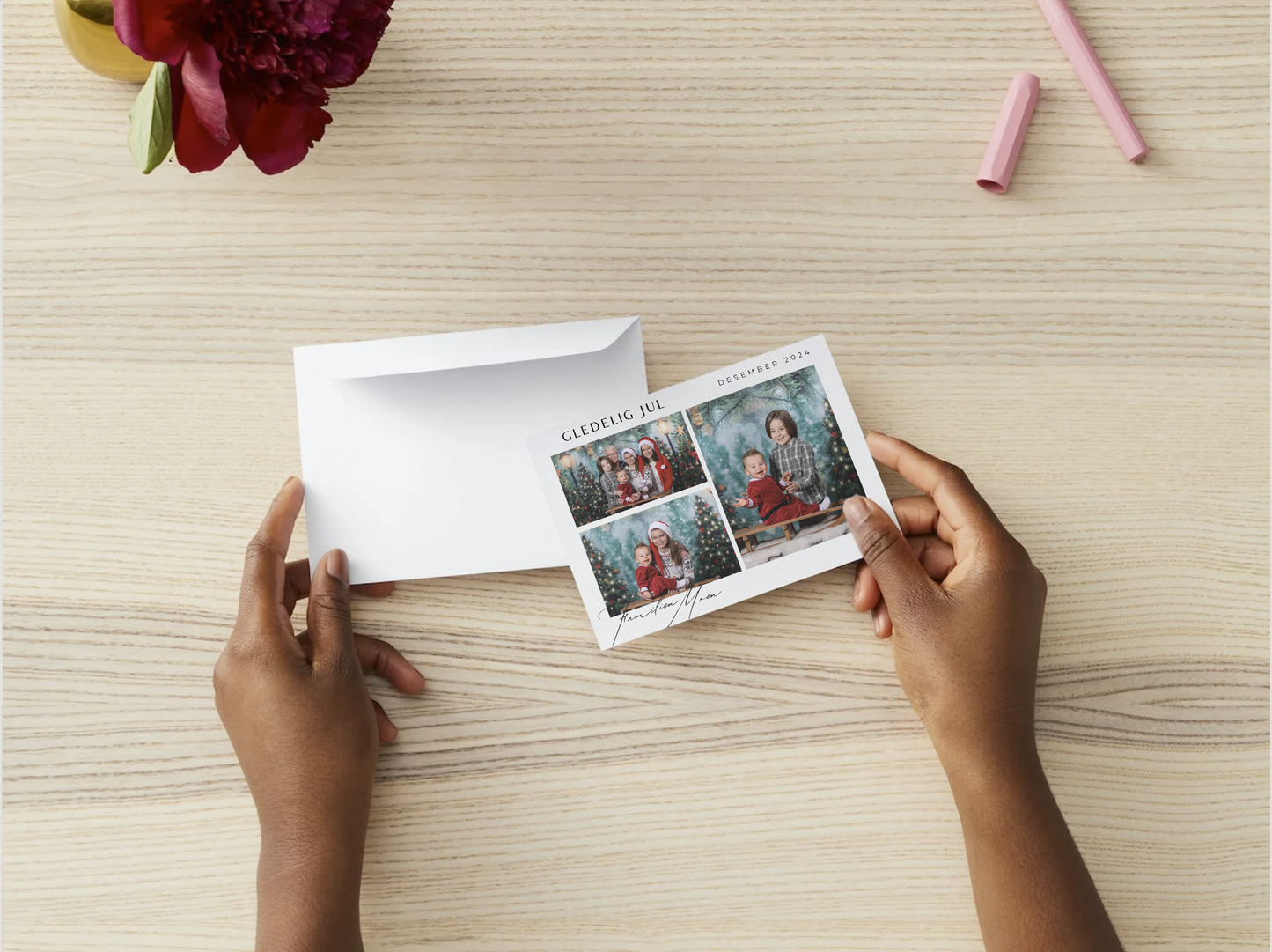 Liten collage med hyggelig hilsen fra året som har vært