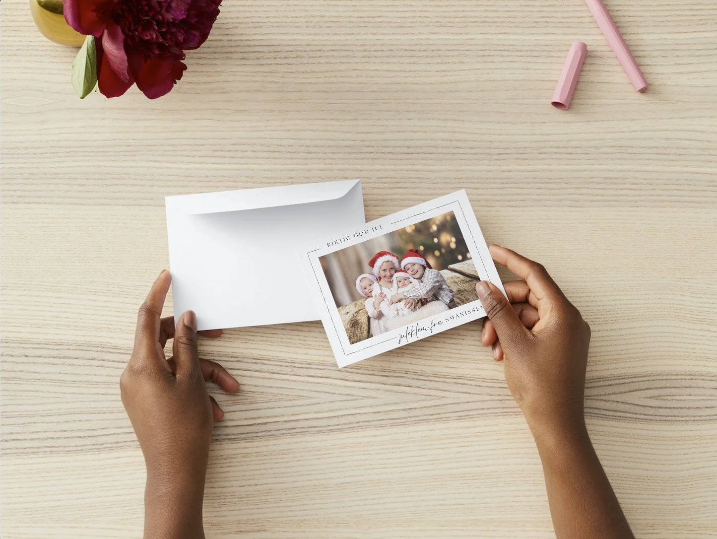 Hvit innramming, med personlig hilsen