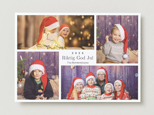 Fire bilder og julehilsen i midten