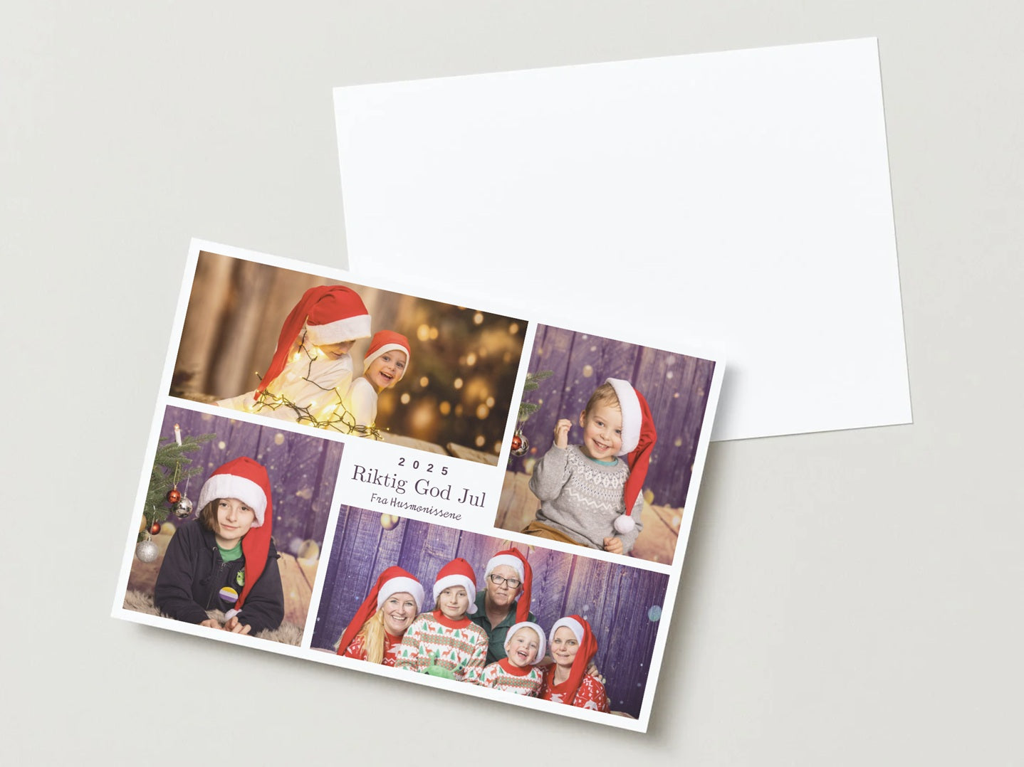 Fire bilder og julehilsen i midten