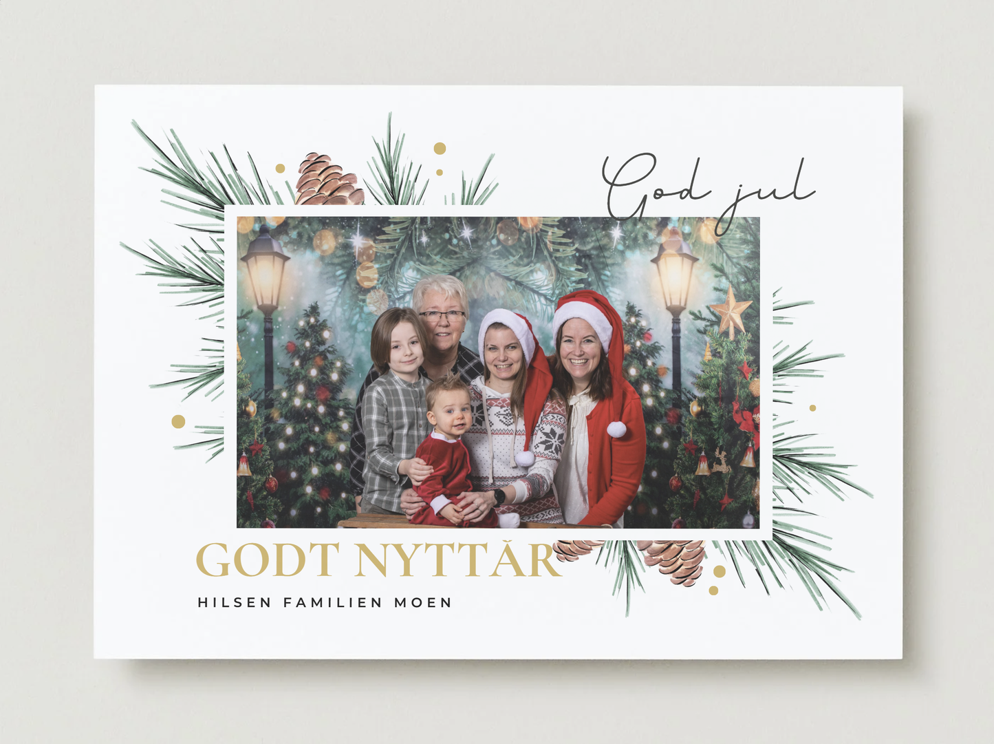 Julepyntet bilde med julehilsen